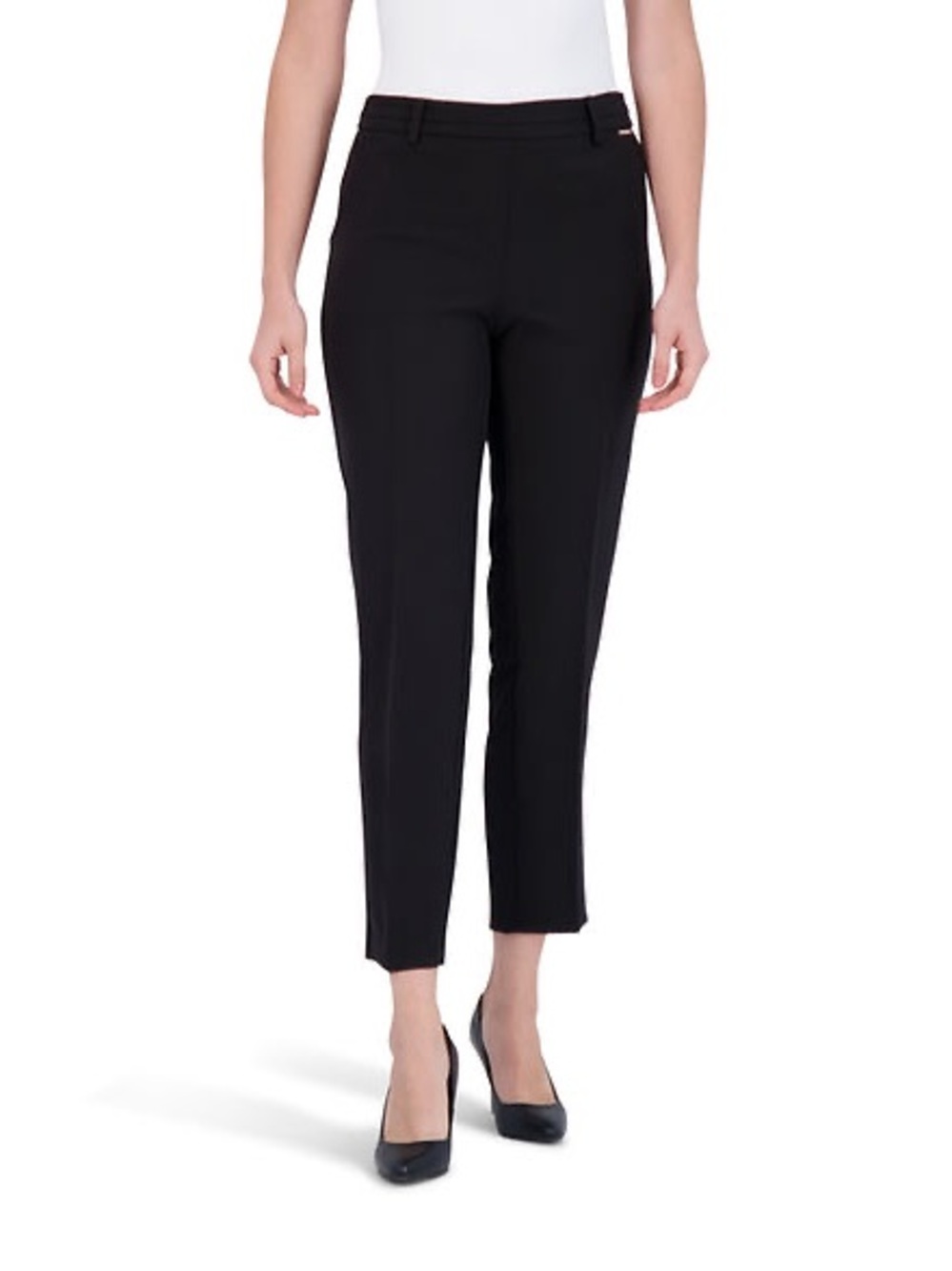 Zac & Rachel Black Techno Stretch “Bond 18” Pull On Slim Leg Ankle Pants size 8